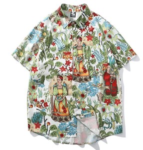 Camisa de Manga Corta con Botones y Estampado Floral para Mujer, Blusa Informal de Primavera/Verano, Corte Regular, Tela Popelina - Product Image 4