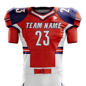 Ensemble d'uniformes de football américain imprimés grande taille, durables, respirants, doux, en tissu 100 % polyester, col en V, manches courtes, à faible MOQ - Product Image 3