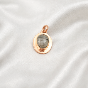 Colgante de Cuarzo Rutilado Negro Natural de Tamaño Libre, Chapado en Oro Rosa y Oro Amarillo sobre Plata de Ley 925, Joyería Artesanal de Destaque - Product Image 2