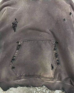 Sudadera con Capucha Estilo Acid Wash, de Alta Calidad, Lisa, Negra, con Hombros Caídos, para Hombre, con Logotipo Bordado Personalizado, Estilo Vintage - Product Image 6