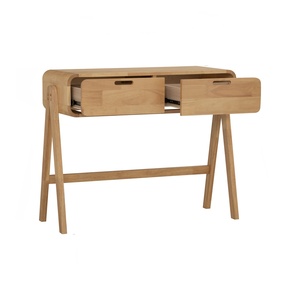 Modern Contemporary Natural Oak Solid Wood <b>Console</b> <b>Table</b> Entryway <b>Table</b> Drawers <b>Storage</b> Round Corner Style for Living Room Use - Product Image 3