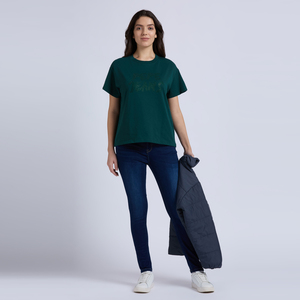 T-shirt pour femme à col rond en coton, coupe classique, manches courtes, décontracté, pour usage quotidien, fabrication pour l'exportation. - Product Image 6