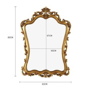 European Vintage Carved <b>Gold</b> Bathroom <b>Mirror</b> Framed Vanity Wall <b>Mirror</b> Decorative Makeup <b>Mirror</b> for Hotel Bathroom - Product Image 1