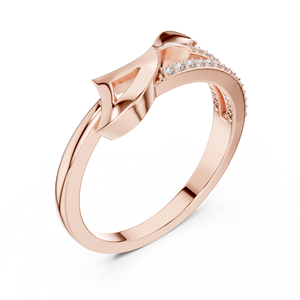 LUMIERE WAVE LAB-GROWN CUT DIAMOND <b>RING</b> <b>SET</b> 18KT ROSE GOLD RHODIUM PLATED MINIMALIST ENGAGEMENT PARTY WEDDING DAILY USE <b>WOMEN</b> - Product Image 1
