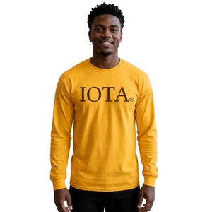 เสื้อยืดคอกลมแขนยาวผู้ชายสีทองพร้อมลายพิมพ์ตัวอักษร IOTA เสื้อยืดผ้าฝ้ายสไตล์ลำลองสำหรับกลุ่มนักศึกษาสำหรับมหาวิทยาลัย - Product Image 1