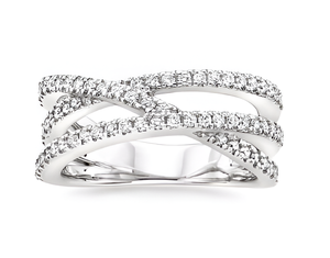 Anillo Aniva para Mujer, Oro Blanco, Rosa y Amarillo de 18K, Diamante Cultivado en Laboratorio EF VVS CVD, Diseño Étnico Multibanda Cruzada con Pavé - Product Image 2