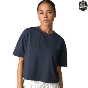T-shirt court pour femme, col rond, manches courtes, couleur unie, tricot en coton, coupe régulière, respirant, décontracté, à porter au printemps et en été - Product Image 2
