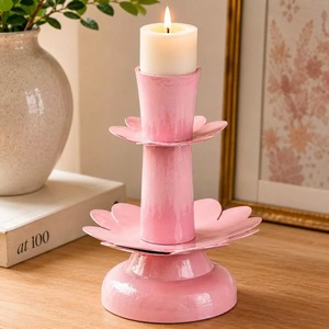 Support de bougie floral rose, décoration d'intérieur - Product Image 6