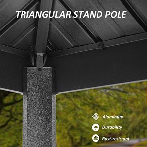 Gazebo BBQ in Alluminio con Tetto Doppio Rigido da 2,6 m, Struttura in Metallo per Esterni, Ripiani e Tavoli da Servizio, Tettoia e Pergola Permanenti - Product Image 6