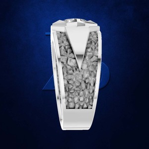 Anillo de Compromiso para Hombre en Oro 9k y Plata de Ley 925 con Baño de Rodio, Diamante Moissanita Corte Princesa y Patrón de Textura Personalizado - Product Image 4