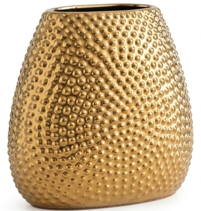Handcrafted Beaded Textured Metal <b>Vase</b> <b>Gold</b> Finish Luxury Tabletop Flower <b>Vase</b> - Product Image 4