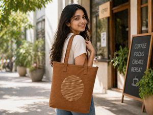300GSM Solid Brown <b>Canvas</b> <b>Tote</b> Bag Large Capacity Eco Friendly Reusable Shopping Bag Custom Logo Zip Closure Heavy Duty - Product Image 4