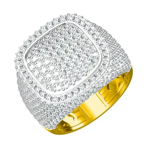 Cincin berlian gaya Hip-Hop desainer 5.12ct untuk pria Solid 14kt kuning mawar emas dengan desain trendi kustom di Pri grosir
