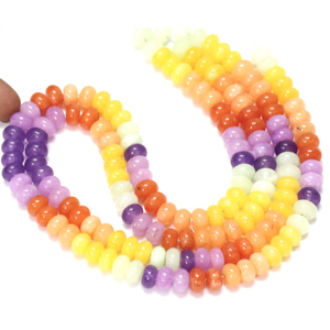 Multi-Color Quartz Rondelle Beads: Smooth Gemstone, 7-9mm - Product Image 2