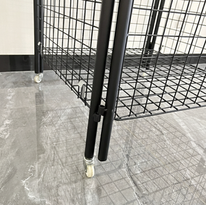 Cesta de almacenamiento plegable de malla metálica resistente, color negro, para pantalones, ropa, etc., con ruedas, para exhibición en supermercados y tiendas minoristas. - Product Image 4