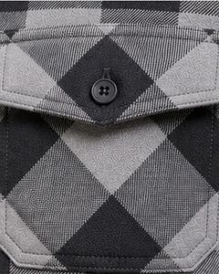 Gray Black Plaid Men Flannel Shirt Long Sleeve Button <b>Down</b> Checkered Casual Cotton Shirt With Pocket Streetwear Overshirt - Product Image 3