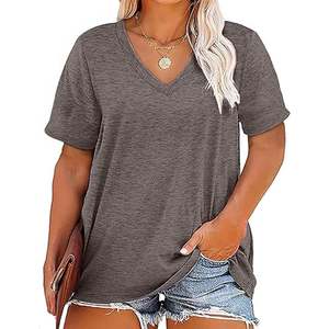 OEM Custom Wholesale Manufacturers Summer Oversized Printed Casual Fashion Women's V-collar Casual T-Shirt 180 GSM 100% Cotton - Product Image 4