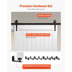 Porta Scorrevole in MDF ad Alta Resistenza 84 x 42 Pollici con Superficie in PVC Impermeabile, Kit Hardware per Porta Scorrevole Facile da Installare - Product Image 5
