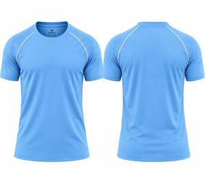 Men's Short Sleeve Raglan shoulder Quick Dry Sporty T-<b>Shirt</b> with <b>white</b> piping O-Neck <b>Slim</b> <b>Fit</b> Knitted Polyester Athletic Wear - Product Image 4