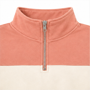 Sudadera Deportiva Corta Personalizable para Mujer, Color Coral Peach, con Media Cremallera, Manga Larga, Felpa Gruesa - Product Image 6