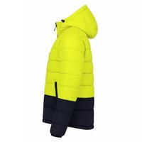 Vente en gros de manteaux d'hiver pour hommes avec logo personnalisé, à capuche, en duvet, couleur unie, fermeture éclair, épais, décontracté, imperméable, en polyester