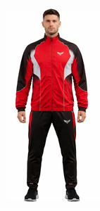 Conjunto Deportivo Personalizado para Hombre, Estilo Nuevo, Chaqueta con Cremallera Roja y Negra, Pantalones Jogger, Ropa Deportiva para Gimnasio, Running y Entrenamiento, con Logotipo Personalizado - Product Image 2