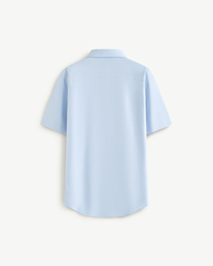 เสื้อเชิ้ตผู้ชายแขนสั้นทรงเข้ารูปสีพื้นสไตล์ลำลองสำหรับธุรกิจ ระบายอากาศได้ดี ผลิตจากผ้าถักโพลีเอสเตอร์ เหมาะสำหรับฤดูใบไม้ร่วง สามารถสั่งตัดได้ตามต้องการ - Product Image 2