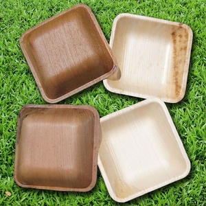 Vaisselle en feuilles de palmier Areca pour l'industrie hôtelière durable, assiettes carrées de 6 pouces, plats et collations, assiettes pour la restauration rapide - Product Image 1