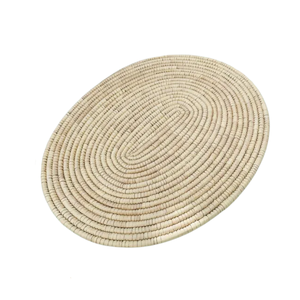 Napperons ronds en jonc de mer tressé aspect vieilli, décor de table en paille naturelle, sous-plats en osier pour célébrations rustiques - Product Image 1
