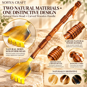 SOFIYA CRAFT Modern Natural Horn & Wood Long Handle <b>Back</b> <b>Scratcher</b> Handmade Home Tabletop Use 1pc for Men Women - Product Image 3