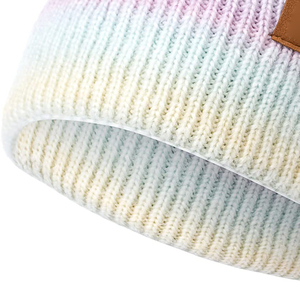 Bonnet unisexe en tricot rayé arc-en-ciel pastel, chapeau d'hiver 56-58CM, style décontracté et mignon, couvre-chef pour adulte - Product Image 3