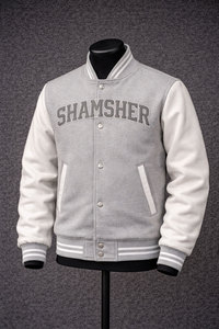 Factory Made Bulk Wholesale Men Wool Winter Bomber Jackets Custom Design Breathable Stand Collar Leather Sleeves Varsity Jacket - Product Image 4