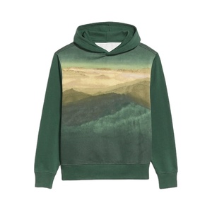 Unisex <b>White</b> Hooded <b>Sweatshirt</b> With Snowy Forest Print Regular Fit Cotton French Terry Winter Casual Wear - Product Image 3