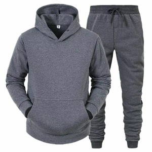 Conjunto Deportivo de Invierno para Hombre, Sudadera con Capucha a la Moda, Conjunto de 2 Piezas, Sudadera y Pantalones de Color Sólido - Product Image 4