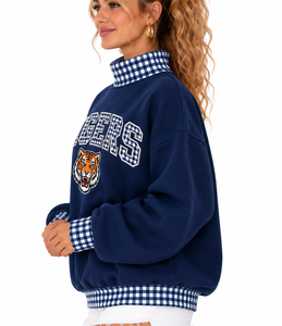 Custom Logo Women <b>Mock</b> Neck Sweatshirt 100% Cotton Oversized Drop Shoulder Soft Comfortable Premium Pullover - Product Image 6