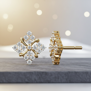 Pendientes de Diamantes Naturales VVS, Corte Brillante de Lujo, Oro Sólido de 14K, Joyería Certificada para Mujer, Estilo Moderno para Bodas y Fiestas - Product Image 1