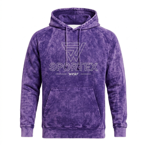 OEM ODM Personnalisé Hiver Brodé Vintage Effet Usé Délavé par le Soleil Cordon de Serrage Unisexe Oversize Lavage Acide Polaire 100% Coton - Product Image 1