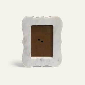 <b>White</b> Marble Handmade Photo <b>Frame</b> with Natural Stone Finish for Luxury Home Decor Office Display Gift Use and Wall Mount - Product Image 1