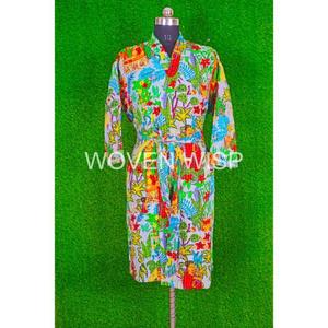 Veste Kimono matelassée à col en V pour femme 100% coton fait à la main, dentelle gaufrée à imprimé floral, tissage crocheté respirant, fleurs florales - Product Image 3