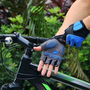 Gants de cyclisme demi-doigts respirants et antidérapants, gants de musculation unisexes pour activités de plein air, fermeture à cordon bleu gris - Product Image 6