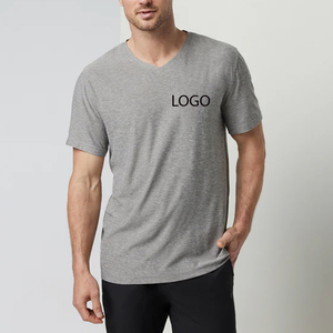 Camiseta de Hombre con Cuello en V, Tela Transpirable, Estilo Casual, Color Sólido Minimalista, Fabricación Personalizada OEM para Compradores al por Mayor - Product Image 1