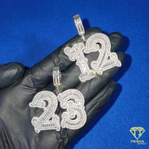 Collier personnalisé avec numéro 3 2 4, pendentif en diamant moissanite, bijoux de luxe, cadeau hip-hop - Product Image 2