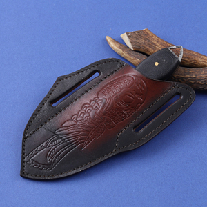 มีด EDC เหล็กดามัสกัสแบบนอร์ดิกฟอร์จเกรดอุตสาหกรรมขนาด 7 นิ้ว ปรับแต่งได้ พร้อมปลอกหนังไมคาร์ต้า ใบมีดแบบดรอปพอยต์ ฟูลแทงค์ ผลิตตามแบบ OEM - Product Image 6