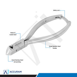 Accuram Coupe-ongles en forme de lune, pince à cuticules, coupe-ongles en acier inoxydable avec verrouillage arrière, outil de podologie pour ongles épais, manucure et pédicure - Product Image 2