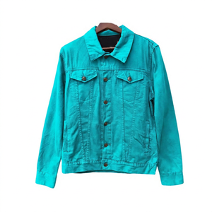 Chaqueta de Mezclilla Marrón Sólida para Hombre, Cuello Camisero, Botón Único, Estilo Casual, Vintage, Corte Regular, Logotipo Frontal - Product Image 6