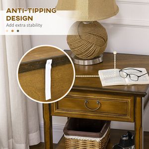 Tavolino Laterale Retrò Color Caffè Scuro con Cassetto e Ripiano Aperto, Tavolino d'Appoggio per Soggiorno e Camera da Letto - Product Image 5