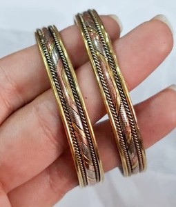 3 Metal Mix Twisted Heart Romantic Silver Plated Cuff <b>Bangles</b> - Product Image 2