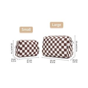 <b>Cute</b> Mini Cosmetic Bag with Zipper Small Checkered Travel Makeup Pouch with Compartments Convenient for <b>Purse</b> or Handbag - Product Image 2