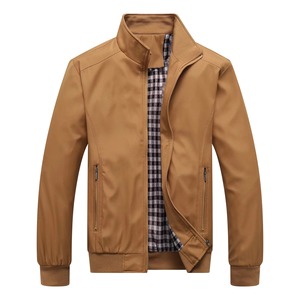 Blouson bomber bleu marine pour homme, couleur unie, col montant, fermeture éclair, vêtement décontracté pour l'automne, coupe classique, matière polyester - Product Image 6