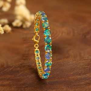 Bracelet tennis en argent avec opale noire, bijoux de luxe faits à la main pour femmes, argent sterling 925, plaqué argent, simple et classique - Product Image 4